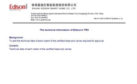 The technical information of edison's TRV（C2）